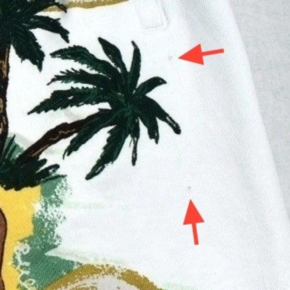 Hustle Gang Mens 2X White Tropical Aloha Graphic Sweat Shorts Drawstring Pocket
